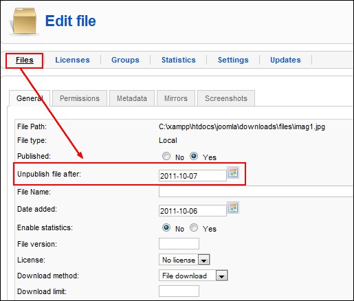 unpublish files when expire